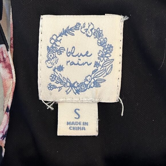 Francesca's Black and Pink Floral Blue Rain Dress - Picture 6 of 6